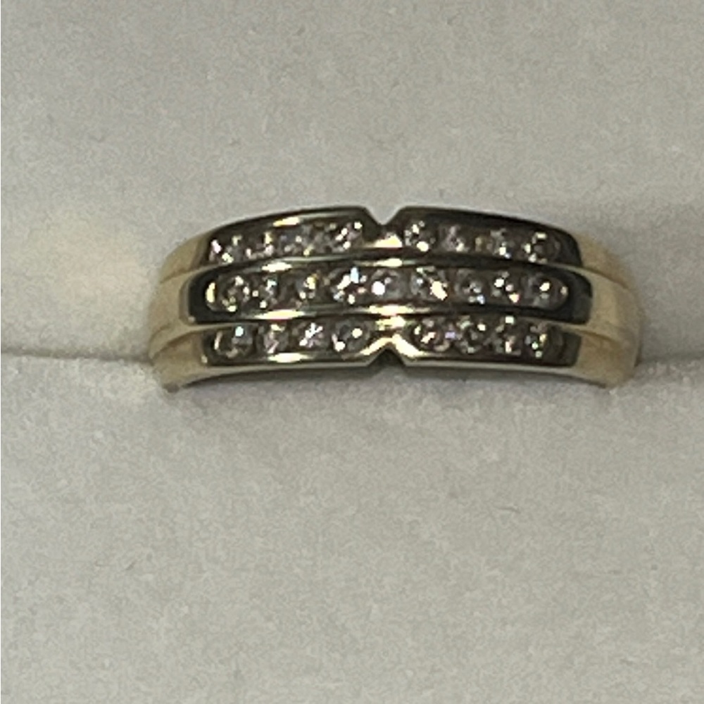 14k 3-Row 3/4 CT Diamond Band Ring - Picture 3 of 11